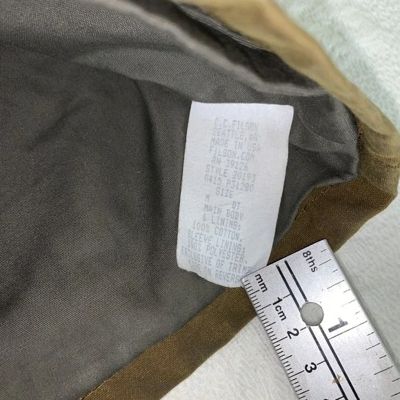 vtg Filson Tin Cloth Upland Game Field Jacket USA Made Size Medium Rear Pocket - Picture 9 of 13